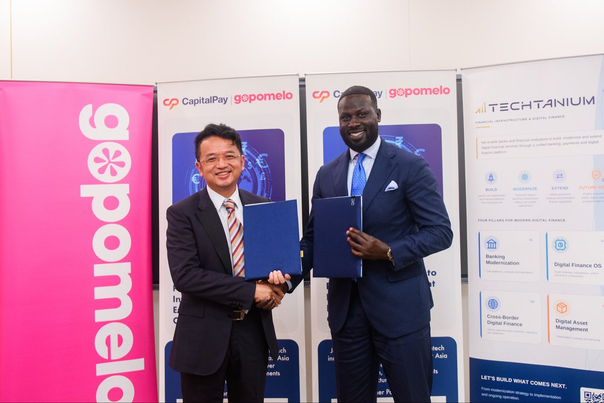 Garang Mayom Malek at the CapitalPay and GoPomelo partnership signing