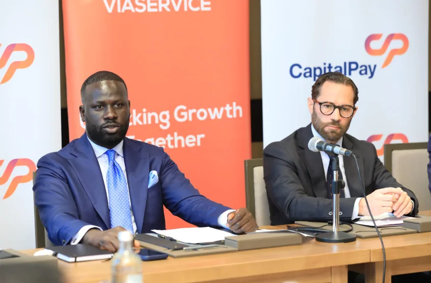 Garang Mayom Malek and Morgan Lepinoy at the CapitalPay and Viaservice partnership event